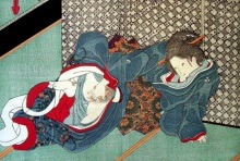 Shunga surimono print. Utagawa Kunisada
